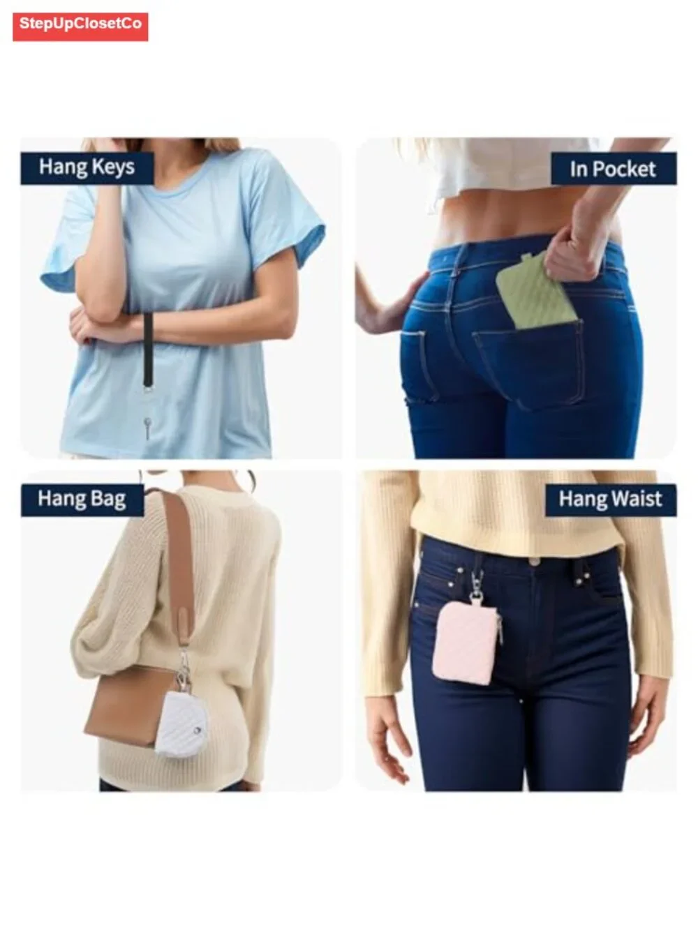 Dual Pouch Wristlet Wallet for Women with Zipper, Nylon Coin Purse, Travel